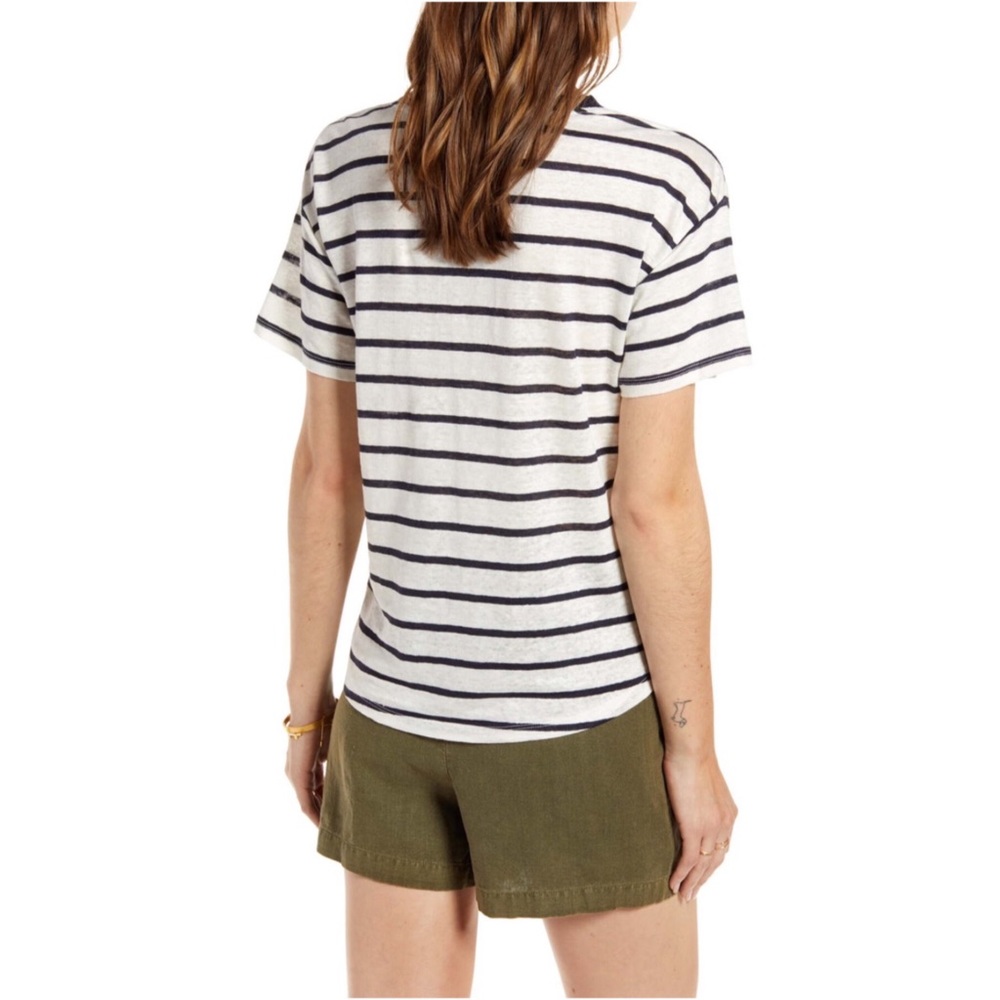 Navy Striped Treasure & Bond U-Neck Linen T BNWT! - Picture 4 of 8